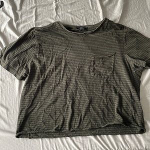 Green striped crop top T-shirt